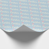 Papier Cadeau Light Blue “Easter” Script Wrapping Paper (Coin)