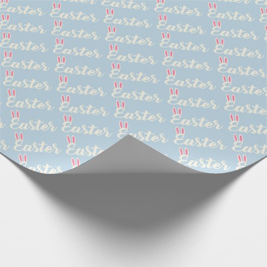Papier Cadeau Light Blue “Easter” Script Wrapping Paper (Coin)
