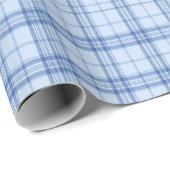 Papier Cadeau Light Blue Windowpane Plaid (Coin rond)