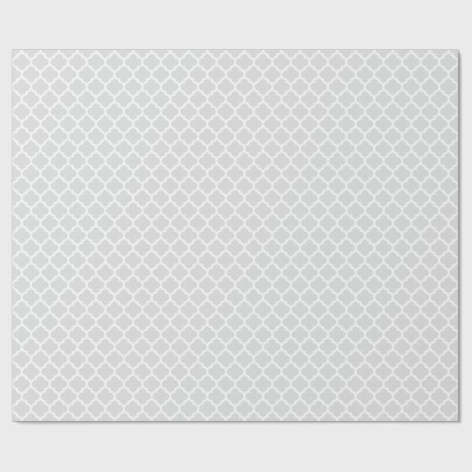 Papier Cadeau Light Gray White Moroccan Quatrefoil Pattern #5 (Plat)