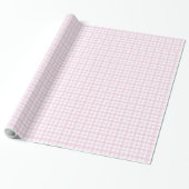Papier Cadeau Light Pink & White Plaid 50th Birthday Gift Wrap (Déroulé)