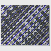 Papier Cadeau - Ligne bleue mince de la police du pavillon améri (Plat)
