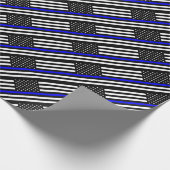 Papier Cadeau - Ligne bleue mince de la police du pavillon améri (Coin)