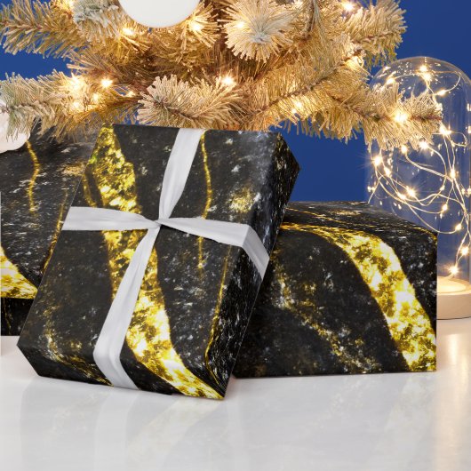 Papier Cadeau Ligne brillante or noir chic abstrait (Vacances)