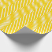 Papier Cadeau Ligne Chevron Blanc sur Jaune doré |XL| (Coin)
