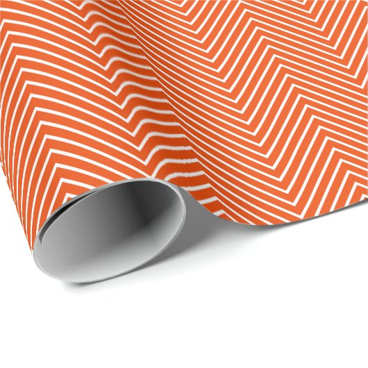 Papier Cadeau Ligne Chevron Blanc sur orange clair (Coin rond)