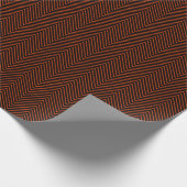 Papier Cadeau Ligne Chevron brillant orange sur noir (Coin)