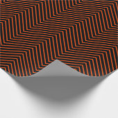 Papier Cadeau Ligne Chevron brillant orange sur noir |XL| (Coin)