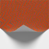 Papier Cadeau Ligne Chevron Noir sur Orange Lumineux (Coin)