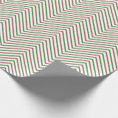 Papier Cadeau Ligne Chevron rouge foncé, vert et blanc |XL| (Coin)