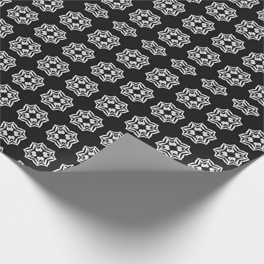 Papier Cadeau Ligne Mandala en noir et blanc Motif 8 (Coin)