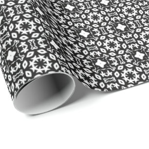 Papier Cadeau Ligne Mandala noir et blanc Motif 2