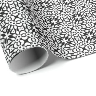 Papier Cadeau Ligne Mandala noir et blanc Motif 7