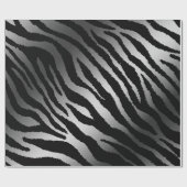 Papier Cadeau Ligne noire moderne Zebra Silver (Plat)