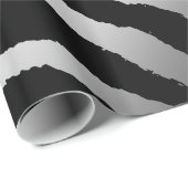 Papier Cadeau Ligne noire moderne Zebra Silver (Coin rond)