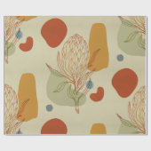 Papier Cadeau Ligne Protea Abstrait Formes botaniques tendance (Plat)
