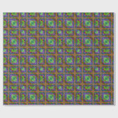 Papier Cadeau ligne psychédélique ondulée multicolore (Plat)
