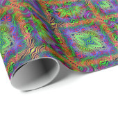 Papier Cadeau ligne psychédélique ondulée multicolore (Coin rond)