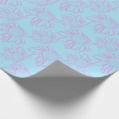 Papier Cadeau Ligne rose Motif Fleur dessiné sur bleu clair (Coin)