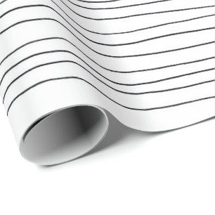 Papier Cadeau Lignes à rayures à main papier noir et blanc