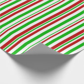 Papier Cadeau Lignes à thème de Noël vert, blanc, rouge (Coin)