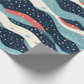 Papier Cadeau Lignes Abstraites avec points de flocon de neige (Coin)