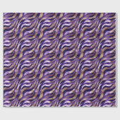 Papier Cadeau Lignes abstraites violettes / dorées / blanches (Plat)