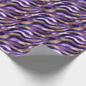 Papier Cadeau Lignes abstraites violettes / dorées / blanches (Coin)
