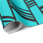 Papier Cadeau Lignes Art Déco Bleu (Coin rond)