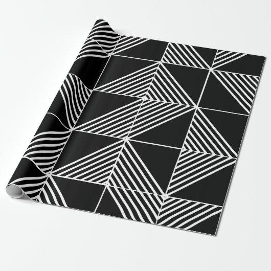 Papier Cadeau Lignes Art Déco Noir (Déroulé)