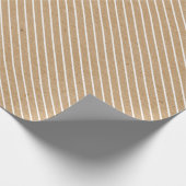 Papier Cadeau Lignes blanches simples sur Faux Rustique Brown Kr (Coin)