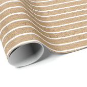 Papier Cadeau Lignes blanches simples sur kraft brun rustique fa (Coin rond)