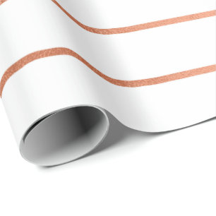 Papier Cadeau Lignes Blancs Blancs Rose Rose Or