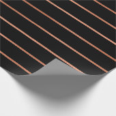 Papier Cadeau Lignes de bandes noires blanches roses roses (Coin)