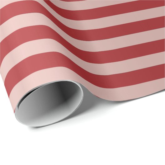 Papier Cadeau Lignes de bandes Rouge Rose Or Blush Minimal Bourg (Coin rond)