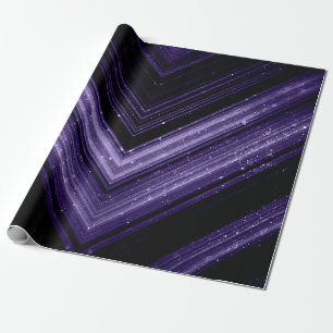 Papier Cadeau Lignes de chevron de galaxie ultra-violet métalliq