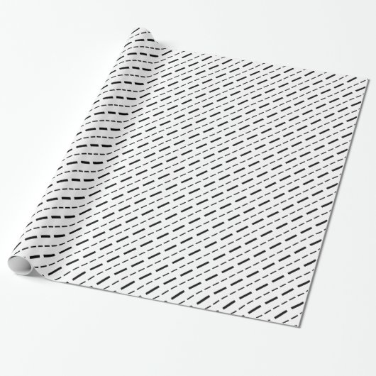 Papier Cadeau Lignes De Dash Noir Et Blanc (Déroulé)