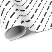 Papier Cadeau Lignes De Dash Noir Et Blanc (Coin rond)