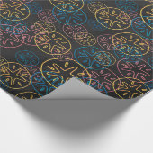 Papier Cadeau Lignes de Dollar de Sable Rouge Jaune Bleu (Coin)