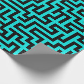 Papier Cadeau Lignes de labyrinthe noir turquoise (Coin)
