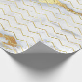 Papier Cadeau Lignes de marbre gris métallisé doré Chevron Strip (Coin)