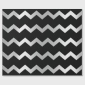Papier Cadeau Lignes de rayures Chevron Gris Noir Gris Argent (Plat)