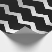 Papier Cadeau Lignes de rayures Chevron Gris Noir Gris Argent (Coin)