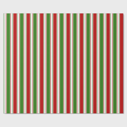 Papier Cadeau Lignes de style de Noël rouge, blanc, vert (Plat)