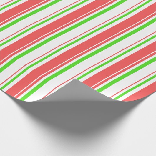 Papier Cadeau Lignes de style Noël rouge, blanc, vert (Coin)