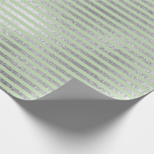 Papier Cadeau Lignes de trait Mint Vert Pastel Vert Pastel Argen (Coin)