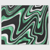 Papier Cadeau Lignes de Verre Vert Noir Rétro Design moderne (Plat)