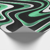 Papier Cadeau Lignes de Verre Vert Noir Rétro Design moderne (Coin)