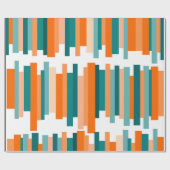 Papier Cadeau Lignes décalées - Turquoise et orange (Plat)