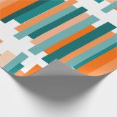 Papier Cadeau Lignes décalées - Turquoise et orange (Coin)